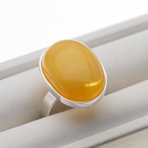 Mleczny Bursztyn i srebro - pierścionek z regulacją (różne kamienie)