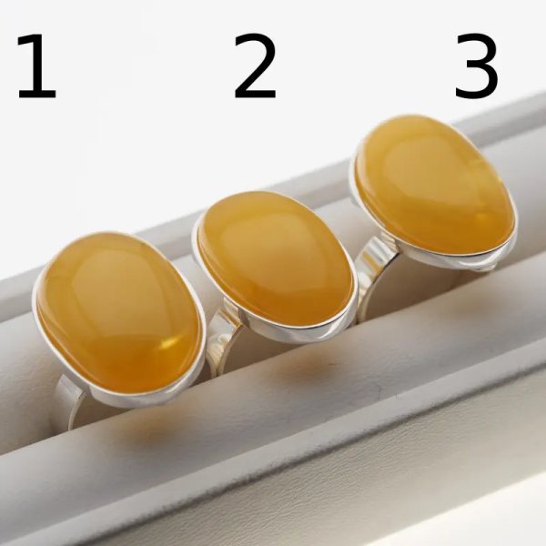 Mleczny Bursztyn i srebro - pierścionek z regulacją (różne kamienie)