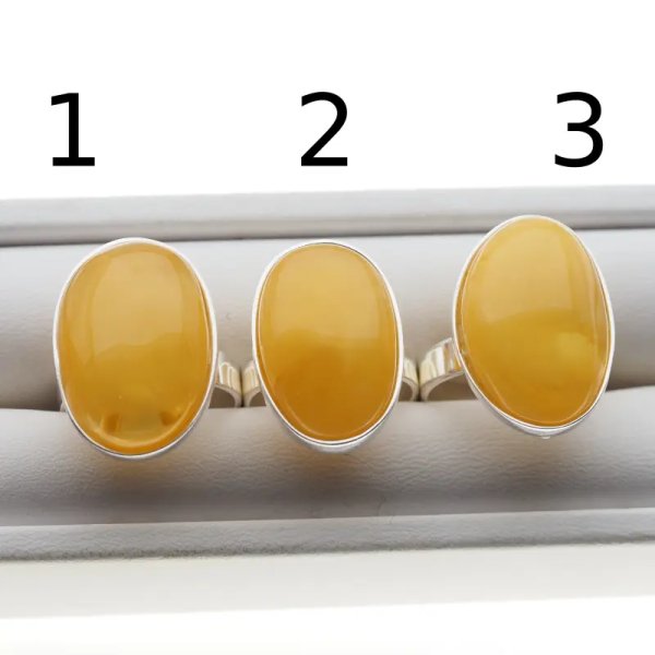 Mleczny Bursztyn i srebro - pierścionek z regulacją (różne kamienie)