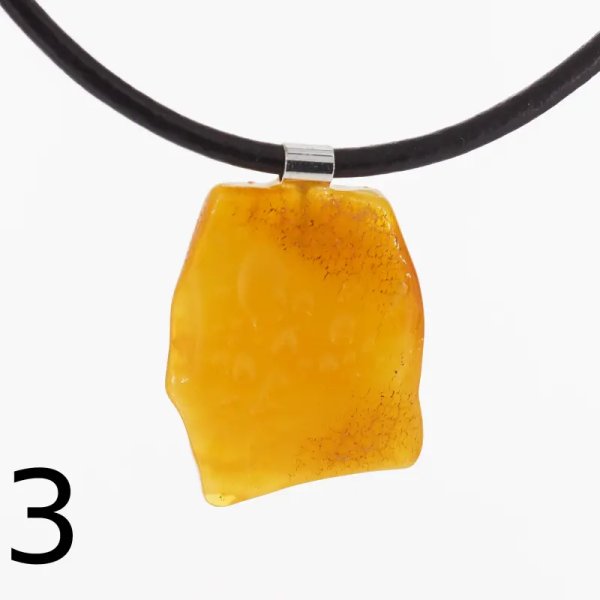 Surowy Naturalny Bursztyn mleczny i srebro - naszyjnik na rzemieniu (różne kamienie)