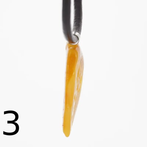 Surowy Naturalny Bursztyn mleczny i srebro - naszyjnik na rzemieniu (różne kamienie)