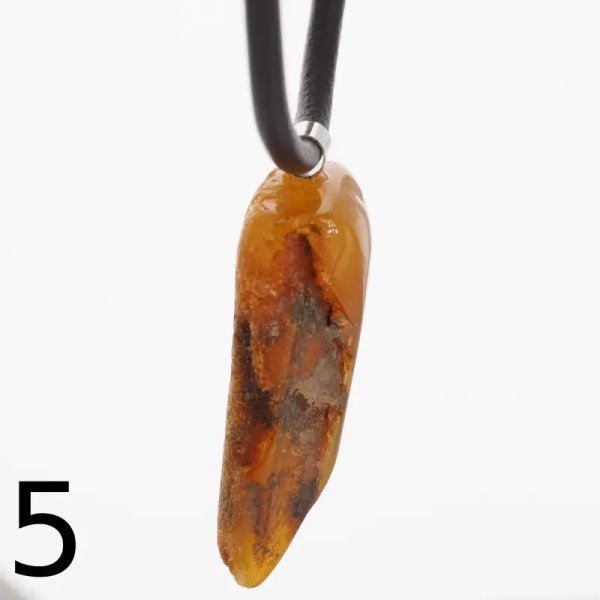 Surowy Naturalny Bursztyn mleczny i srebro - naszyjnik na rzemieniu (różne kamienie)