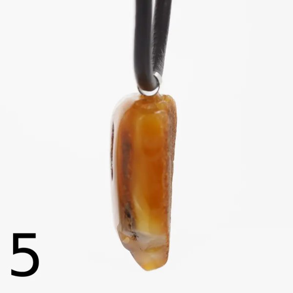 Surowy Naturalny Bursztyn mleczny i srebro - naszyjnik na rzemieniu (różne kamienie)