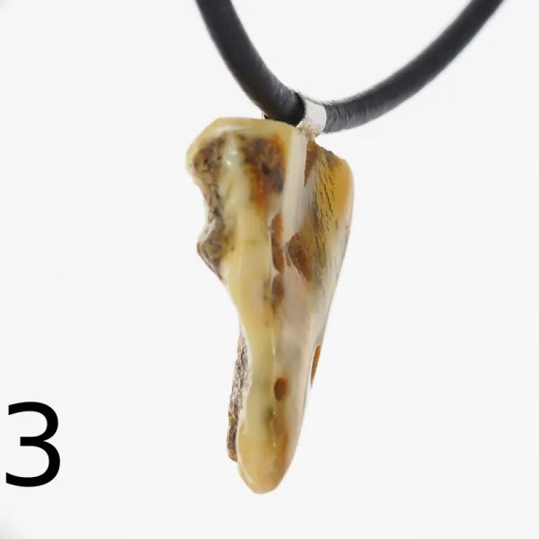 Surowy Naturalny Bursztyn mleczny i srebro - naszyjnik na rzemieniu (różne kamienie)
