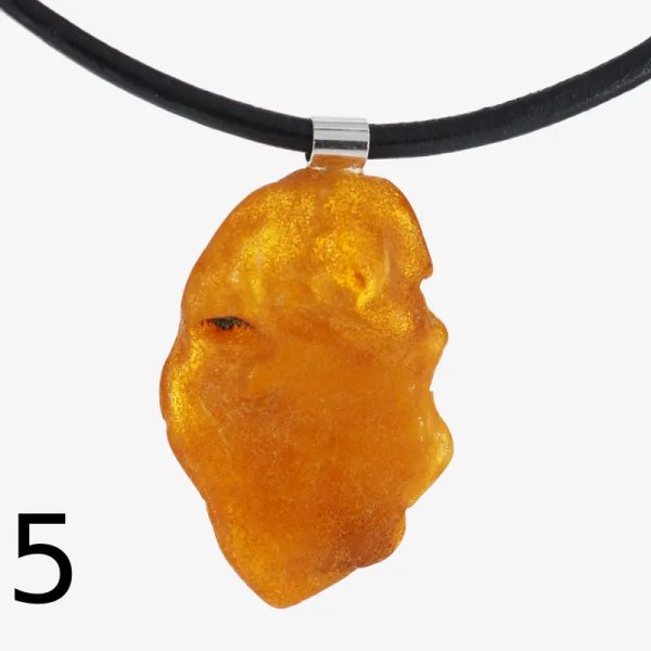 Surowy Naturalny Bursztyn mleczny i srebro - naszyjnik na rzemieniu (różne kamienie)