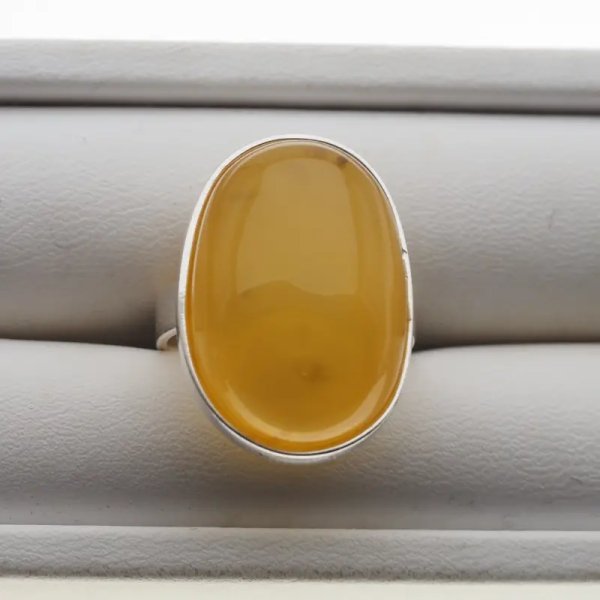Bursztyn i srebro - pierścionek owal (rozmiar 14)