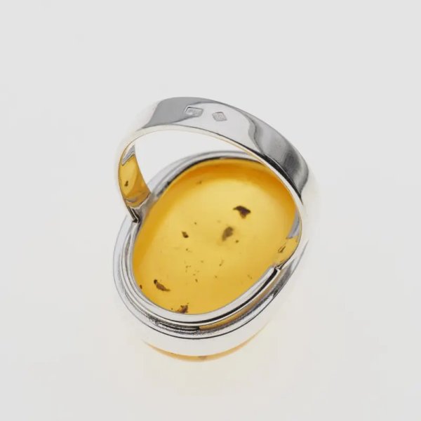 Bursztyn i srebro - pierścionek owal (rozmiar 14)