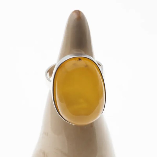 Bursztyn i srebro - pierścionek owal (rozmiar 14)