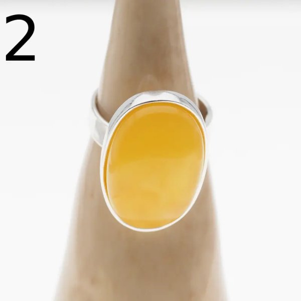 Mleczny Bursztyn i srebro - pierścionek z regulacją (różne kamienie)