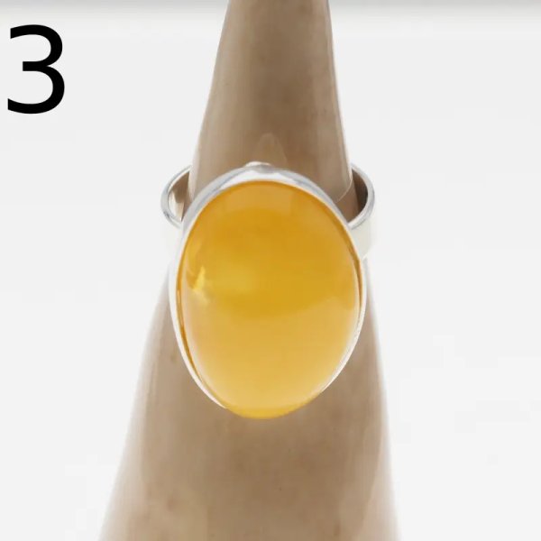 Mleczny Bursztyn i srebro - pierścionek z regulacją (różne kamienie)