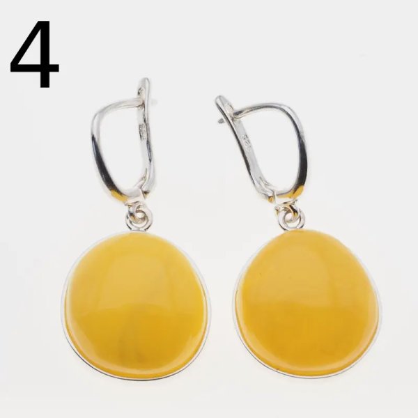 Mleczny Bursztyn w srebrze - kolczyki łzy