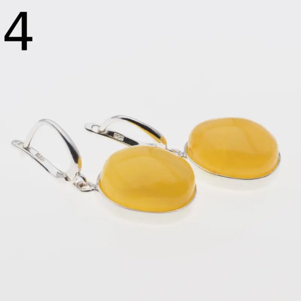 Mleczny Bursztyn w srebrze - kolczyki łzy