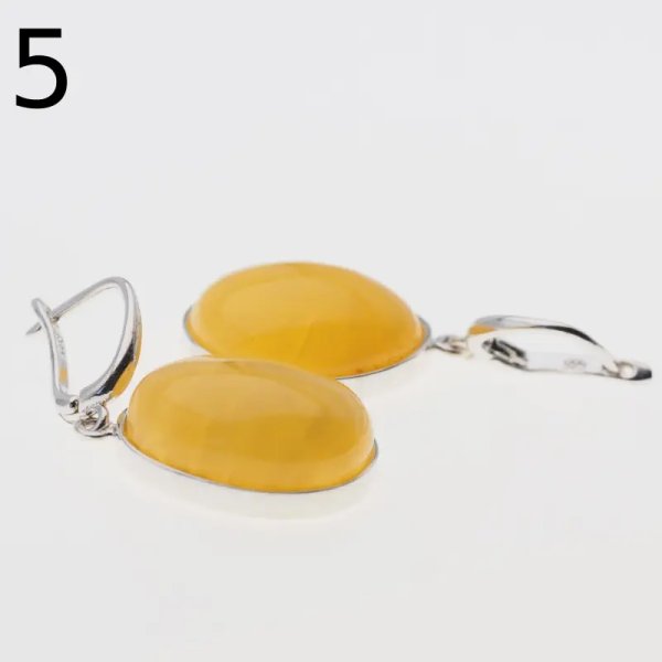 Mleczny Bursztyn w srebrze - kolczyki łzy