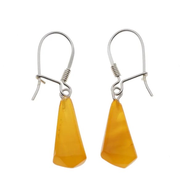 Bursztyn matowy i srebro - kolczyki stożki