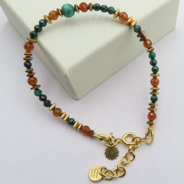 Bransoletka Mix Kamieni i srebro złocone - bransoletka 17cm + 3cm regulacji