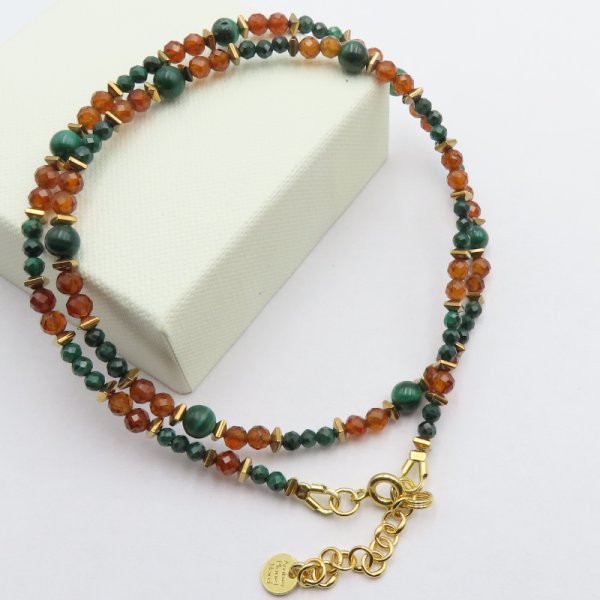 Mix Kamieni i srebro złocone - naszyjnik 