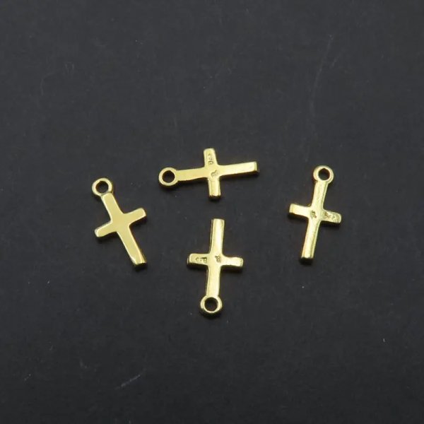 Srebro Ag złocone - zawieszka mały krzyżyk 9,5x5mm