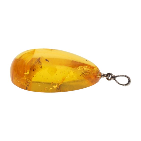 Bursztyn z inkluzją roślinną i srebro oksydowane - zawieszka