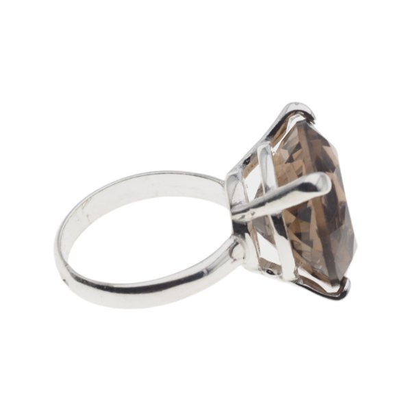 Kwarc dymny i srebro - pierścionek koło (rozmiar jubilerski 14 lub 17)