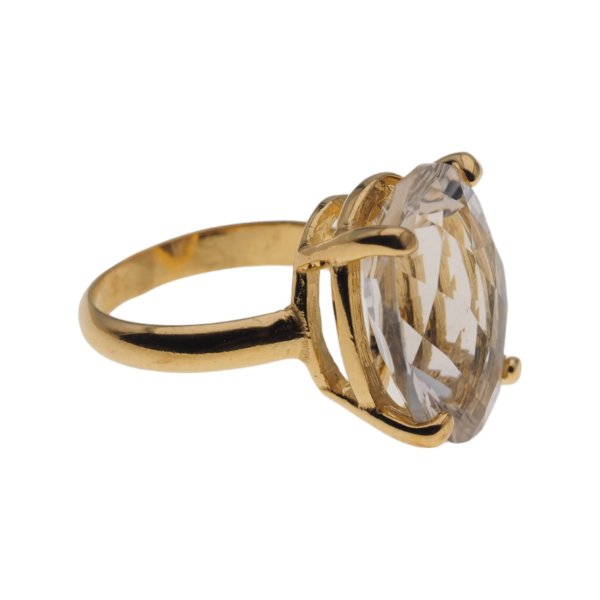 Kryształ Górski i srebro złocone - pierścionek owal (rozmiar jubilerski 19)
