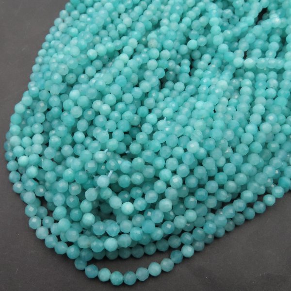 Amazonit fasetowany - kulki 4 mm (sznur)