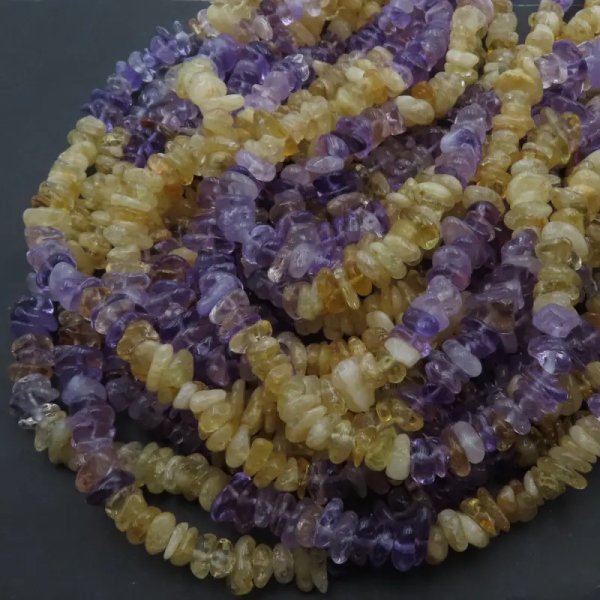 Mix Cytryn i Ametyst - polerowana sieczka 10-12mm (sznur)