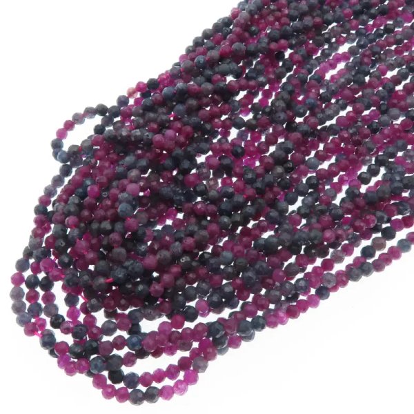 Mix kamieni Szafir i Rubin - fasetowane kulki 2,7mm (sznur)