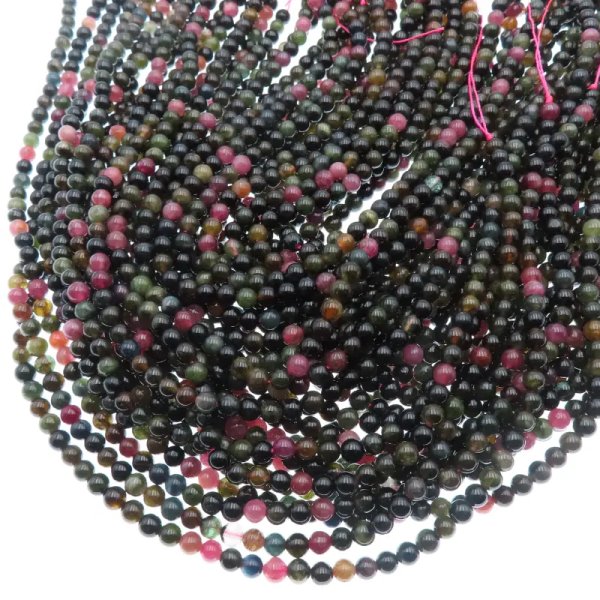 Turmalin kolorowy kulki 4–5 mm – sznur ok. 38 cm