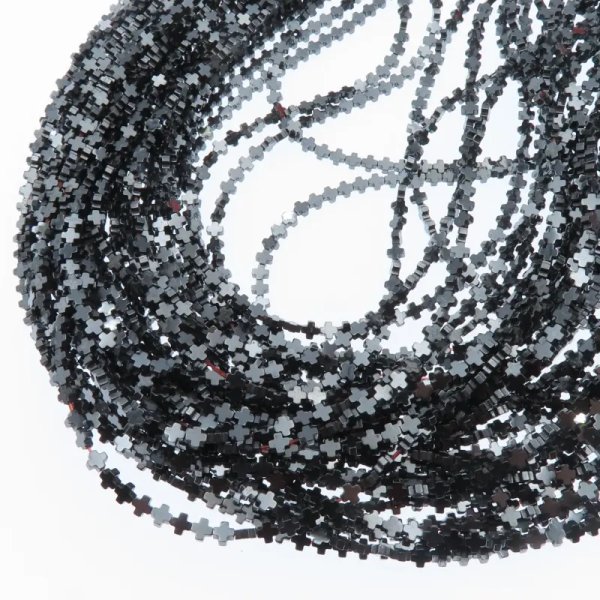 Hematyt grafitowy krzyż 3 mm (sznur)