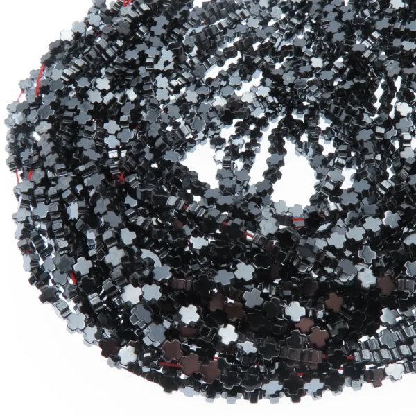 Hematyt grafitowy krzyż 4 mm (sznur)