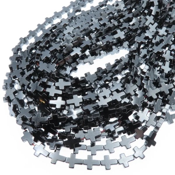 Hematyt grafitowy krzyż 8x10 mm (sznur)