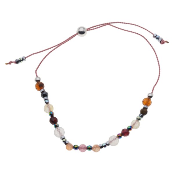 Bransoletka Mix Kamieni dla LWA i srebro - bransoletka na sznurku z regulacją 