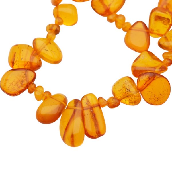 Koniakowy Bursztyn Polerowany i zapięcie - korale