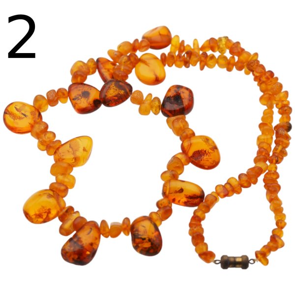 Koniakowy Bursztyn Polerowany i zapięcie - korale