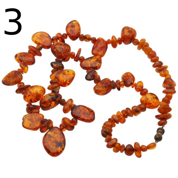 Koniakowy Bursztyn Polerowany i zapięcie - korale