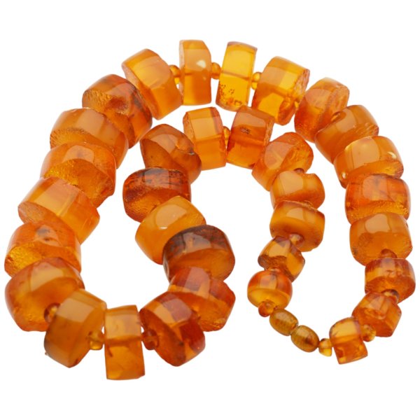 Przezroczysty Bursztyn z mgłą - korale