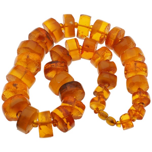 Przezroczysty Bursztyn z mgłą - korale