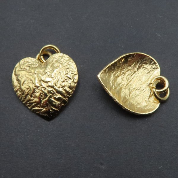 Srebro młotkowane Ag złocone - zawieszka serce  13 mm