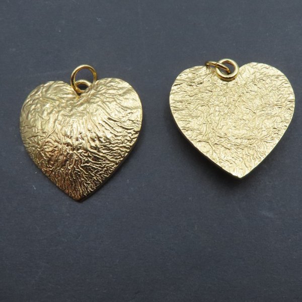Srebro młotkowane Ag złocone - zawieszka duże serce  22 mm