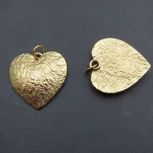 Srebro młotkowane Ag złocone - zawieszka duże serce  22 mm
