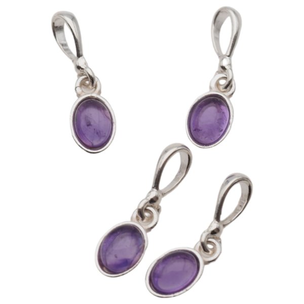 Ametyst i srebro - mały wisiorek owal