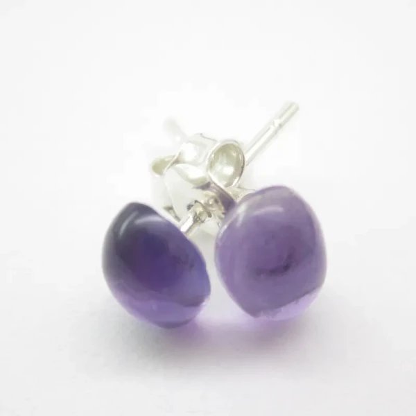 Ametyst w srebrze - kolczyki sztyfty - owalne (para)