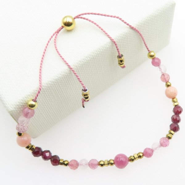 Bransoletka Mix Kamieni dla BARAN i srebro złocone - bransoletka na sznurku z regulacją 