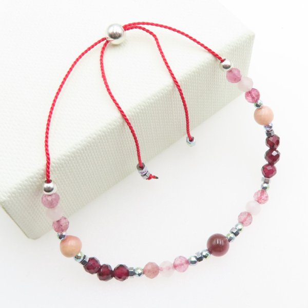 Bransoletka Mix Kamieni dla BARAN i srebro - bransoletka na sznurku z regulacją 