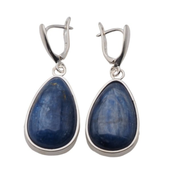 Kyanit w srebrze - kolczyki łzy