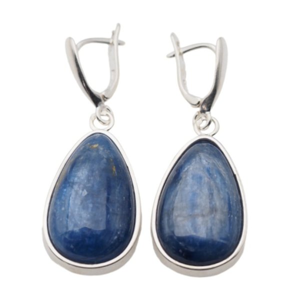 Kyanit w srebrze - kolczyki łzy
