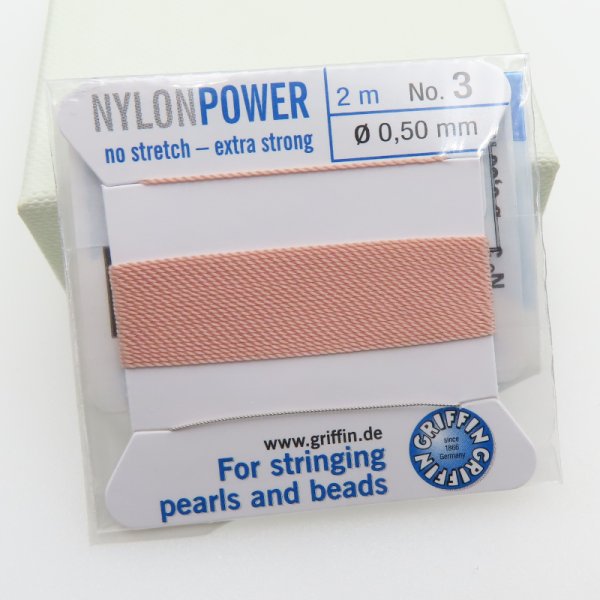 Nici Nylonowe jasno różowe z igłą - 0,5mm/2 metry
