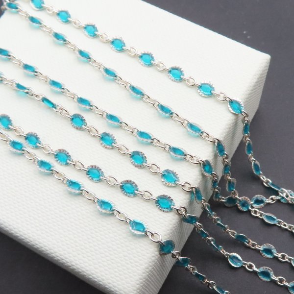 Srebro Ag  - Łańcuch z emalią oczka 3,5x4mm (20cm)