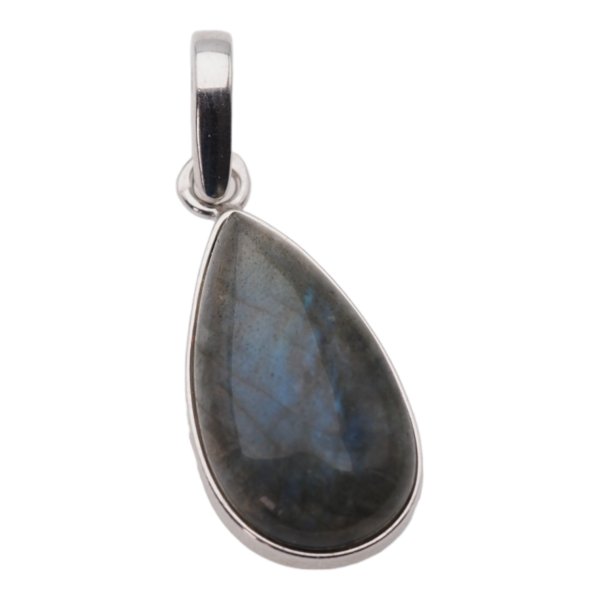 Labradoryt i srebro rodowane - zawieszka łza