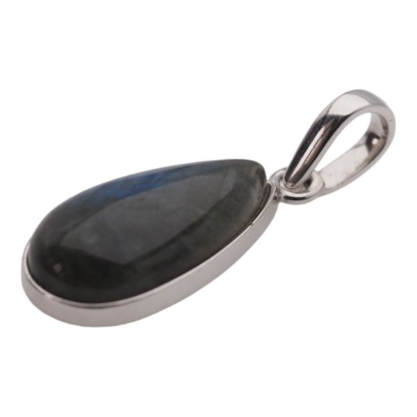 Labradoryt i srebro rodowane - zawieszka łza